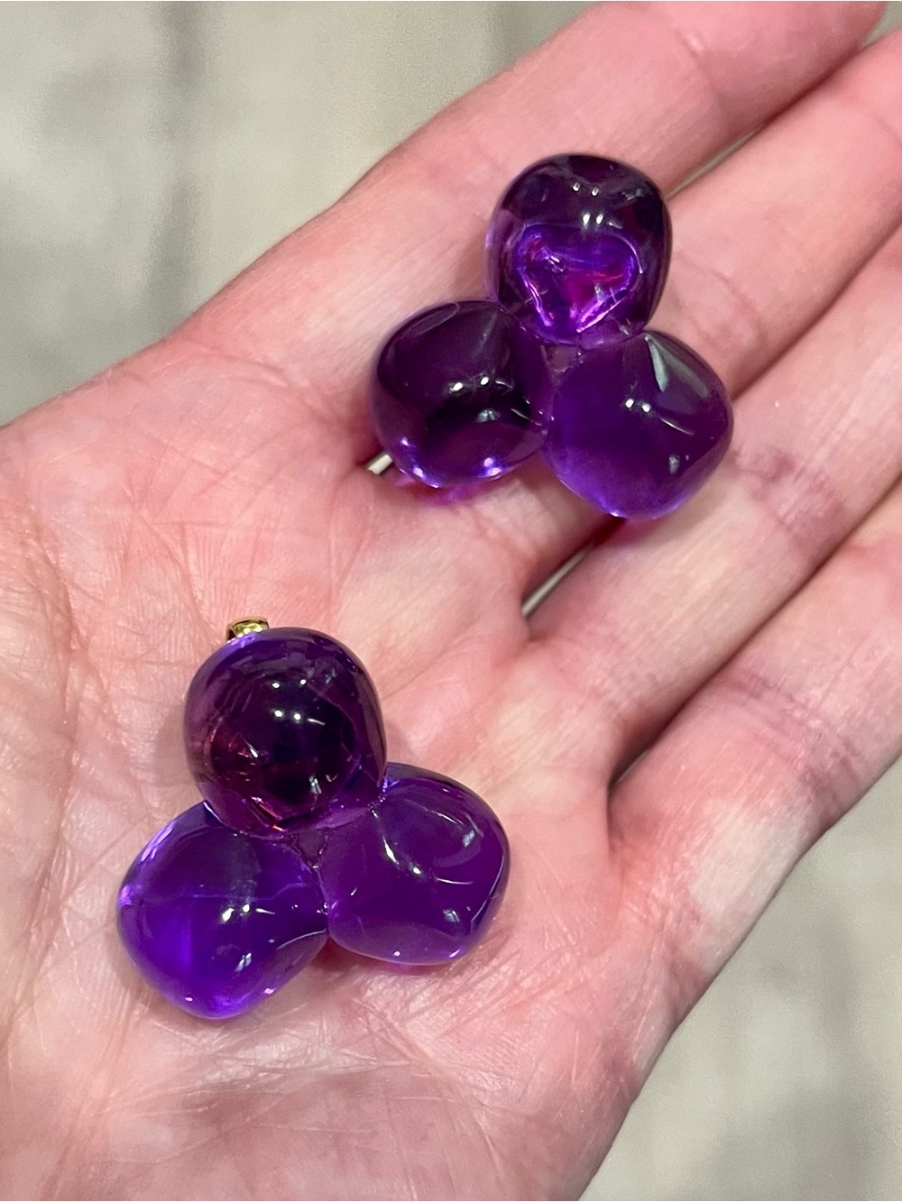 RARE 1987 Avon Purple Dawn Lucite Clip Earrings VTG - Picture 7 of 9